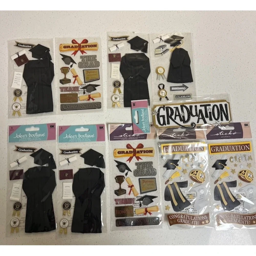 Vintage Jolee's Boutique Graduation Theme Scrapbook Sticker Sheets Lot‎